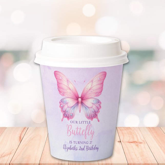 Cute Butterfly Birthday Girl Party Paper Cups (Creator Uploaded)