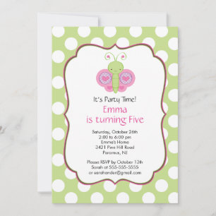 Cute Butterfly Birthday Party Invitation
