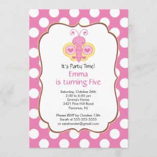 Cute Butterfly Birthday Party Invitation