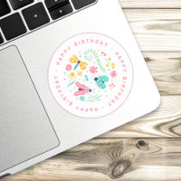 Cute Butterfly Birthday Sticker: Your Party's Bloo