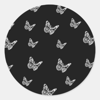 Cute butterfly black and white pattern, aesthetic  classic round sticker