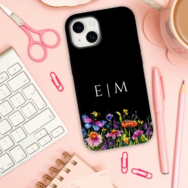 Cute butterfly  black floral Case-Mate iPhone case (Creator Uploaded)