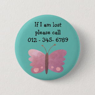 Cute Butterfly  Child Emergency Contact Button