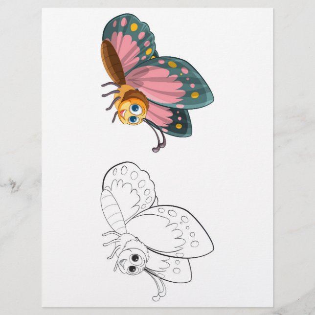 Cute butterfly  colouring page (Front)