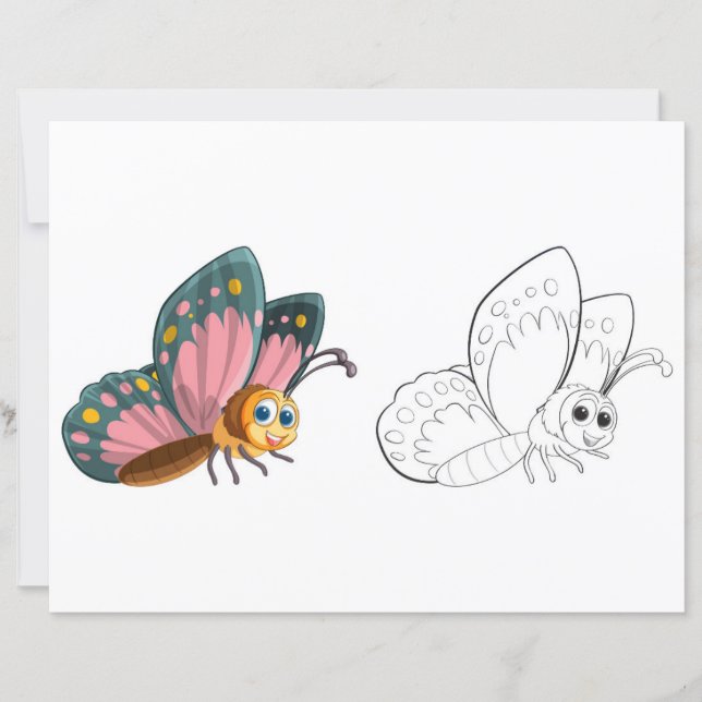 Cute butterfly  colouring page (Front)