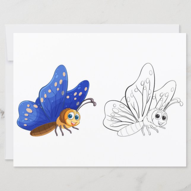 Cute butterfly  colouring page (Front)