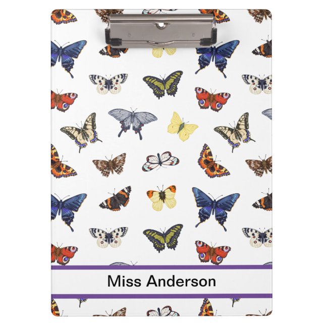 Cute Butterfly Customisable Teacher's Clipboard (Front)