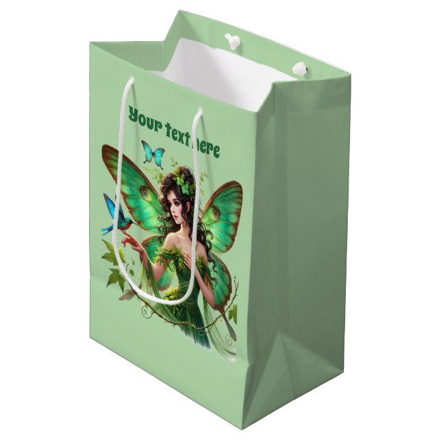 Cute butterfly fairy customisable party medium gift bag (Front Angled)