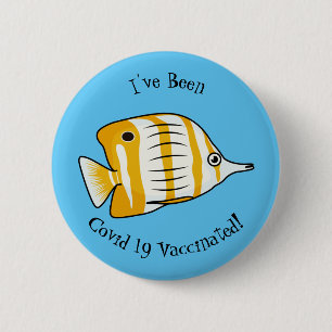 Cute butterfly fish cartoon illustration 6 cm round badge