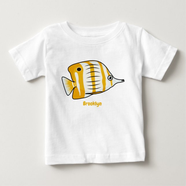 Cute butterfly fish cartoon illustration  baby T-Shirt (Front)