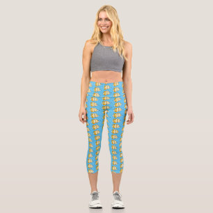 Cute butterfly fish cartoon illustration capri leggings