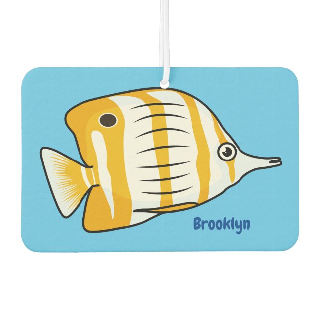 Cute butterfly fish cartoon illustration car air freshener (Front)