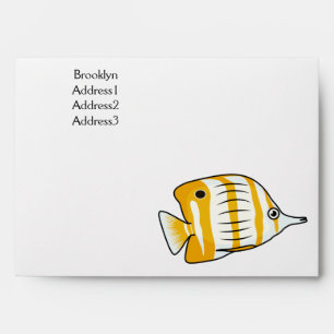 Cute butterfly fish cartoon illustration envelope