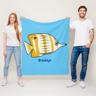 Cute butterfly fish cartoon illustration fleece blanket