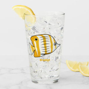 Cute butterfly fish cartoon illustration glass
