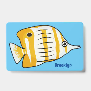 Cute butterfly fish cartoon illustration ID badge