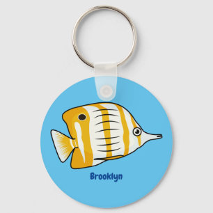 Cute butterfly fish cartoon illustration  key ring