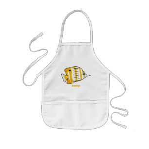 Cute butterfly fish cartoon illustration  kids apron