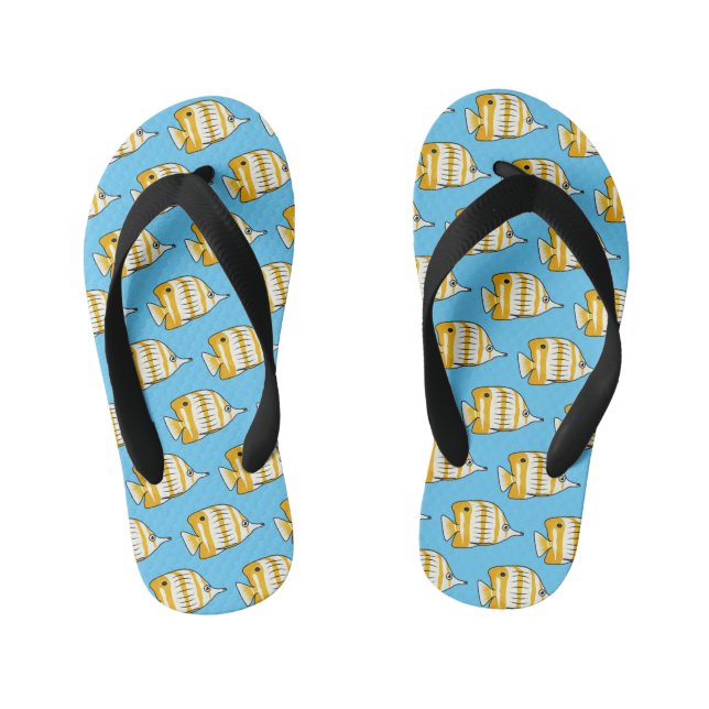 Cute butterfly fish cartoon illustration  kid's thongs (Footbed)