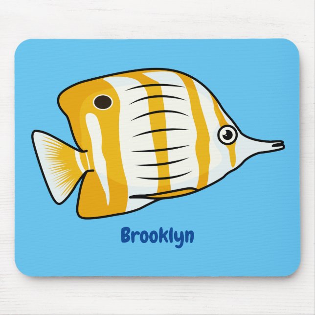 Cute butterfly fish cartoon illustration mouse pad (Front)