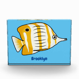 Cute butterfly fish cartoon illustration photo block