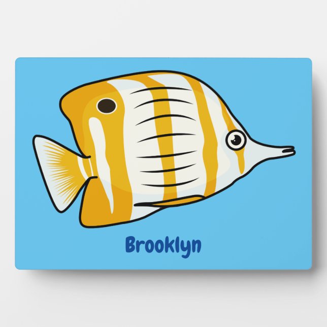 Cute butterfly fish cartoon illustration  plaque (Front)