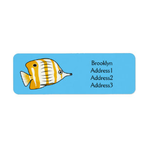 Cute butterfly fish cartoon illustration return address label