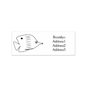 Cute butterfly fish cartoon illustration rubber stamp