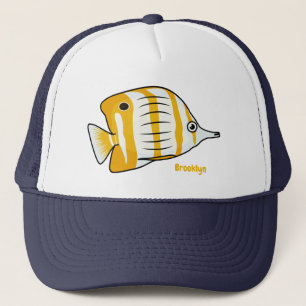 Cute butterfly fish cartoon illustration trucker hat