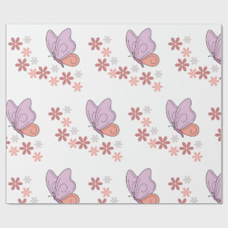 Cute butterfly floral art wrapping paper