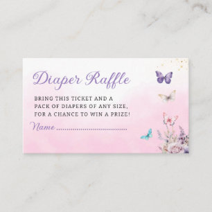 Cute Butterfly girl baby shower diaper raffle Enclosure Card