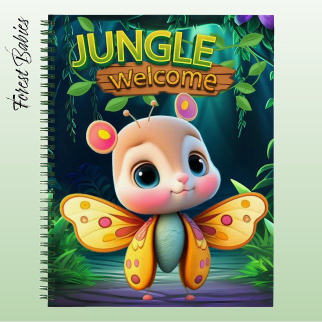 Cute Butterfly Girl Jungle Welcome Wildlife Fun 🦋 Notebook (Cute Girly Butterfly, Girl Jungle Welcome Notebook Animal Cartoon Graphic Character Stationery 🦋)