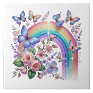 Cute butterfly insect lovers ceramic tile