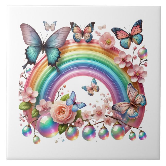 Cute butterfly insect lovers  ceramic tile (Front)