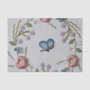 cute butterfly mint green pink Embroidery Floral Tissue Paper