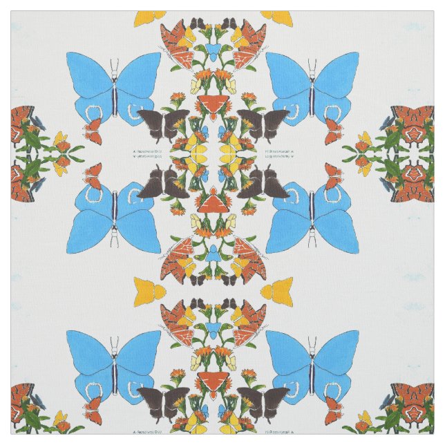 Cute Butterfly Mirrored Collage Pima Cotton Fabric (Swatch)