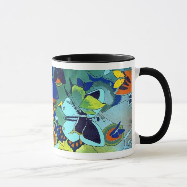Cute Butterfly Mosaic Colour Designed Mug (Right)