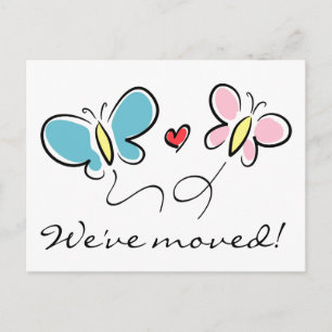 Cute butterfly moving postcards We've moved!