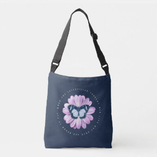 Cute Butterfly on Pink Daisy Inspirational Quote Crossbody Bag