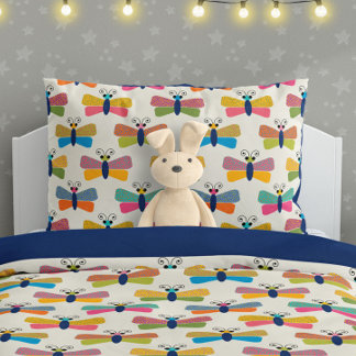 Cute Butterfly Pattern on Cream Pillowcase