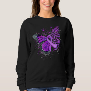 Cute Butterfly Ribbon Purple Spread Alzheimer's Aw Sweatshirt