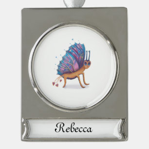 cute butterfly silver plated banner ornament