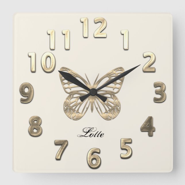Cute Butterfly Square Wall Clock (Front)