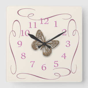Cute Butterfly Square Wall Clock