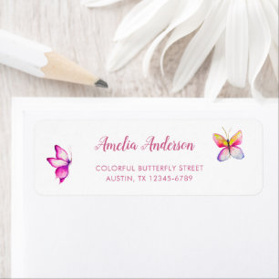 Cute Butterfly Theme Spring Return Address Label