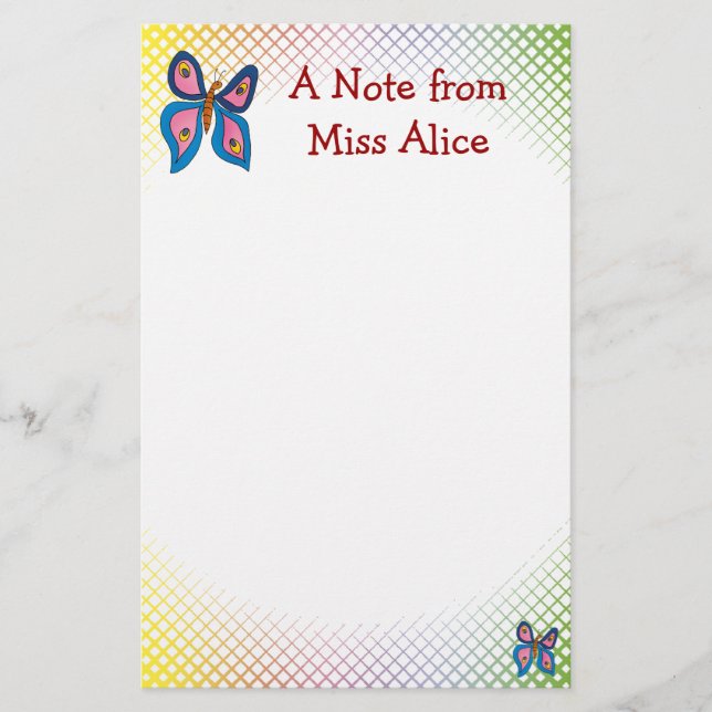Cute butterfly | with your child's name stationery (Front)