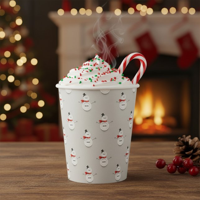 Cute Button Snowmen Grey  Paper Cups (Creator Uploaded)