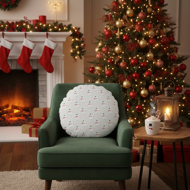 Cute Button Snowmen Grey  Round Cushion (Creator Uploaded)