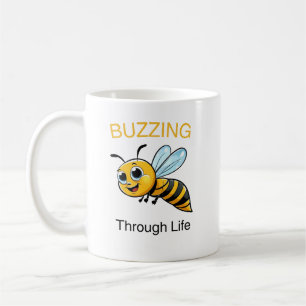 Cute buzzing bee cartoon coffee mug