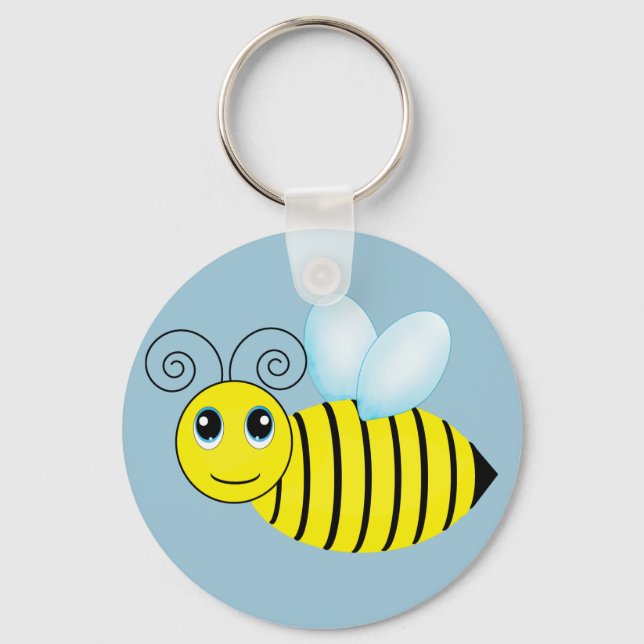 Cute Buzzing Honey Bee Key Ring (Front)